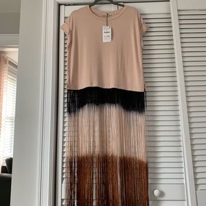 NWT Zara Ombré Fringe T-shirt